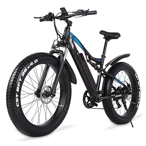 Bici elettriches : HMEI Bici elettriche per Adulti Uomo Bici elettrica 1000W Mountain Bike 26 Pollici 4.0 Fat Tire Bicicletta elettrica 25 mph Snow E-Bike (Colore : Nero)