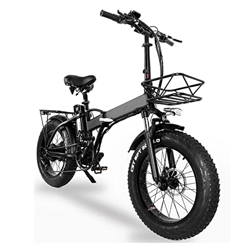 Bici elettriches : HMEI Bici elettriche Pieghevoli per Adulti Bici elettrica con Pneumatici Grassi da 20 Pollici Bici elettrica da 750 W Pieghevole Leggera E Bike (Colore : 48V15AH750W)