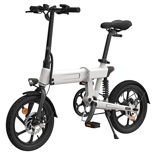 Bici elettriches : HMEI Bici Elettriche Pieghevoli per Adulti Power Assist Bicicletta Elettrica 80 Km Range 10Ah 36V 250W Motore A Trazione Posteriore Urban Commute E-Bike (Colore : White)