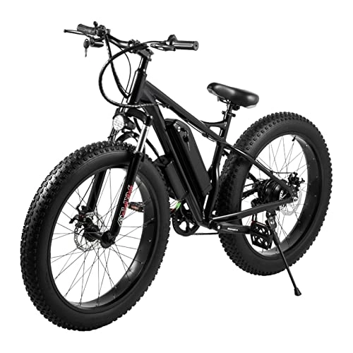 Bici elettriches : HMEI Bicicletta elettrica da 26 Pollici in Lega di Alluminio Fat Tire per Bici da Neve elettrica 48V 500W 12Ah Ebike 26 * 4. 0 Tire (Colore : Black 500w)