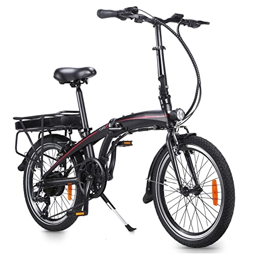 Bici elettriches : HMEI Bicicletta elettrica per Adulti Pieghevole Ruota da 20 Pollici Bicicletta elettrica Pieghevole da 250 W con Batteria da 10 Ah Men E Bike (Colore : Nero)