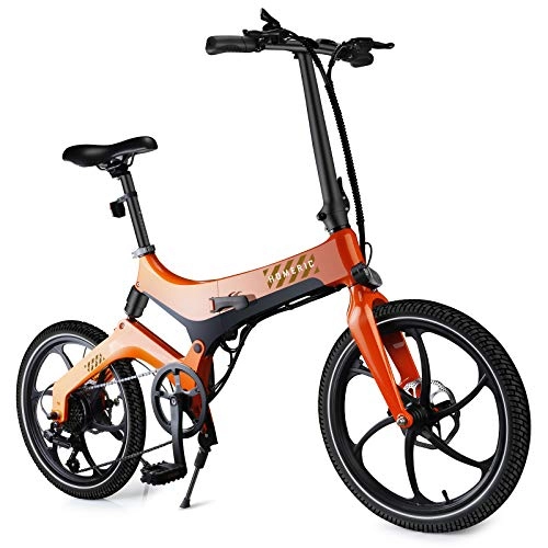 Bici elettriches : HOMERIC Bicicletta elettrica pieghevole per adulti con batteria rimovibile da 20 pollici, telaio in lega di magnesio e 3 modalità di velocità, velocità di rotazione 25 km / h