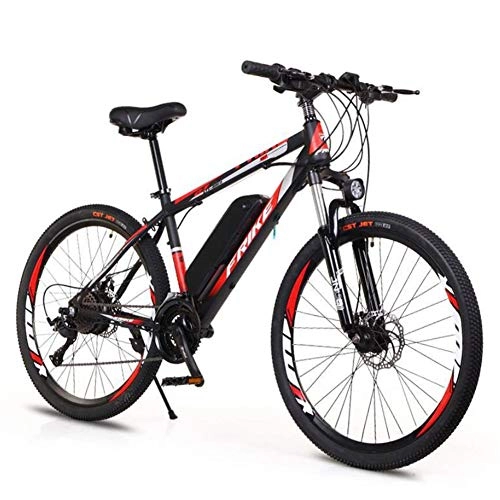 Bici elettriches : HSART - Bicicletta elettrica da 66 cm, in lega di alluminio, 36 V, 10 Ah, batteria al litio rimovibile, per mountain bike, bici a 27 velocità, per adulti (nero)