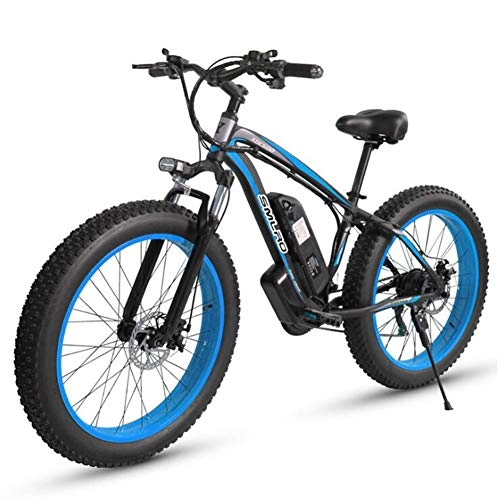 Bici elettriches : HSART Biciclette Elettriche per Adulti, Mountainbike Fuoristrada Lega Alluminio 500W IP54 Impermeabile Batteria Rimovibile agli Ioni Litio da 48V / 15Ah per All'aperto Commutare, Blu