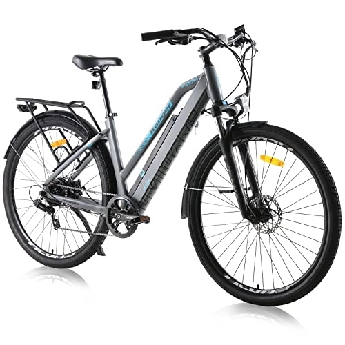 Bici elettriches : Hyuhome Bici elettriche da 28 '' per adulti e uomini, mountain bike elettrica con batteria rimovibile da 36 V 12, 5 Ah e motore BAFANG (grigio, 820 L)
