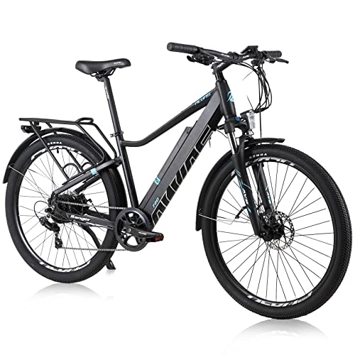 Bici elettriches : Hyuhome Biciclette elettriche da 27.5" per adulti e donne, 36 V 12, 5 Ah Ebikes per tutti i terreni, bici elettrica da città E-MTB con sistema di trasmissione Shimano a 7 velocità e motore BAFANG