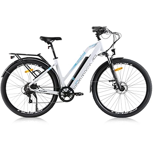 Bici elettriches : Hyuhome Biciclette elettriche da 28 '' per adulti e uomini, mountain bike elettrica con batteria rimovibile da 36 V 12, 5 Ah, motore BAFANG e cambio Shimano a 7 velocità (bianco, 820 L)