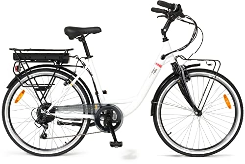 Bici elettriches : i-Bike, City Easy Comfort, Bicicletta Elettrica a Pedalata Assistita Unisex adulto, Bianco, Unica