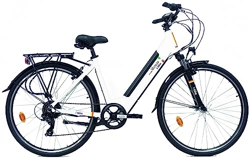 Bici elettriches : i-Bike City Easy Vivaldi, Bicicletta elettrica Unisex Adulto, Bianco, Standard