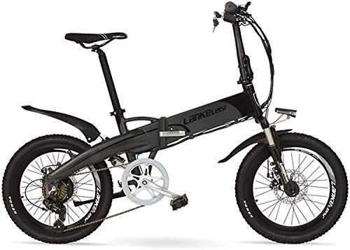 Bici elettriches : IMBM 48V 10Ah Hidden Batteria 20" Pedal Assist Elettrico Pieghevole Mountain Bike, 240W Motore, Telaio in Lega di Alluminio, Forcella Ammortizzata (Color : Black Grey)