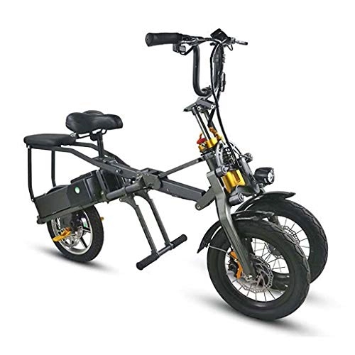 Bici elettriches : Invertito a Tre Ruote Elettrico del motorino Pieghevole del Bambino Pick-up convenienti e Pullable Genitore-Figlio Batteria Biciclette (Color : 36v Single Battery)