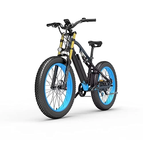 Bici elettriches : JABALUX Bike elettriche per donne da uomo adulto, 26 "biciclette Full Terrain 48V 16Ah Mountain Ebike, altezza regolabile, indicatore della batteria per pendolare esterno