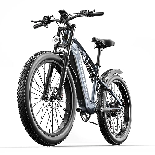 Bici elettriches : JOOBIKE Bici elettrica per adulto, Mountain Bike elettrica da 26 pollici Fat Tire 7 velocità, batteria al litio rimovibile 48V15Ah, doppio freno a disco idraulico ebike