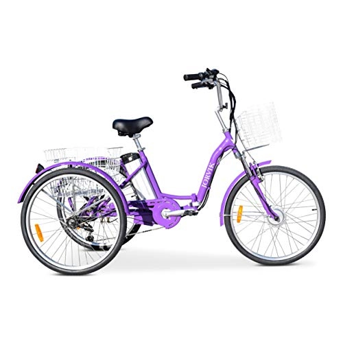 Bici elettriches : Jorvik 26 - Triciclo Elettrico Pieghevole, in Alluminio, 250 W, 36 V, Purple
