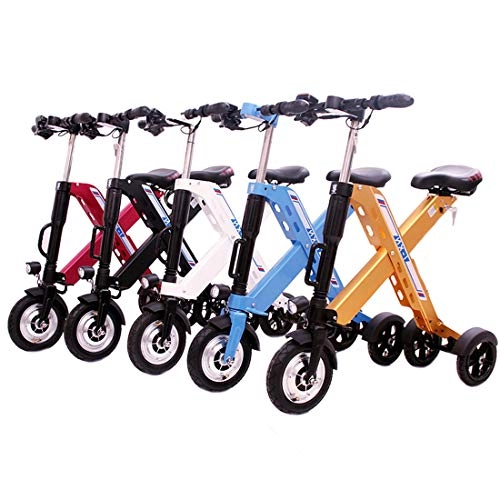 Bici elettriches : JUN Bicicletta Elettrica Pieghevole per Adulti, Scooter con Ruota Motrice Anteriore con Display Digitale da 350 W, d'oro