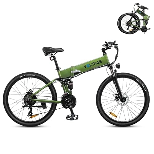 Bici elettriches : KAISDA Bici Elettrica Pieghevole 26 Pollici con batería extraíble de 36V 10, 4Ah 250 Motor Shimano de 21 marchas, resistencia de 55-70 km para hombre y mujer (verde)