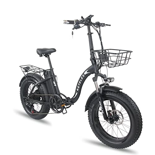 Bici elettriches : KETELES Adult Mountain Bike 20 inch Folding Fat Tire Electric Bicycle Snow Ebike Beach Bike 48V18Ah Off-Road Power ELECTR Bike (1 KF9)