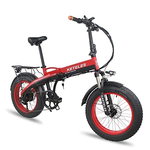 Bici elettriches : KETELES Bicicletta elettrica KS6 Plus Ebike per uomo, 20 pollici, motore 48 V, 18 Ah, telaio in lega di alluminio (rosso)