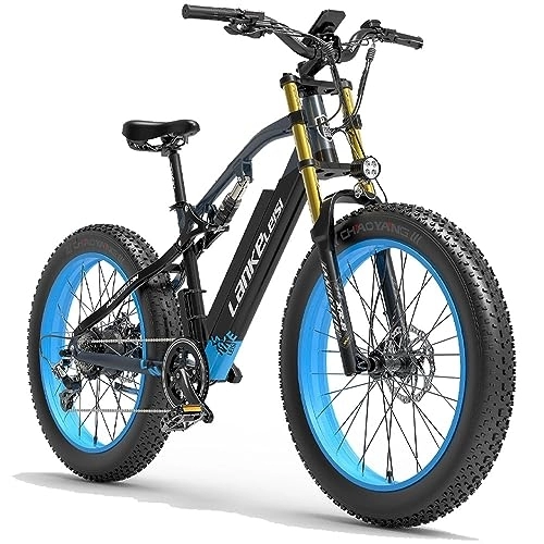 Bici elettriches : Kinsella Lancless RV700 veicolo da caccia elettrico 48 V 16 Ah batteria al litio di grande capacità 26 "* 4.0 bicicletta elettrica, freno a disco idraulico (blu)