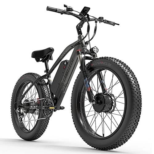 Bici elettriches : Kinsella MG740PLUS anteriore e posteriore bicicletta elettrica fuoristrada a doppio motore (grigio)
