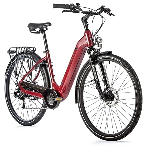 Bici elettriches : Leader Fox Bicicletta elettrica da 28 Pollici, con pila indtora, 504 Wh, 14 Ah, Rosso Vinaccia, Rh50 cm