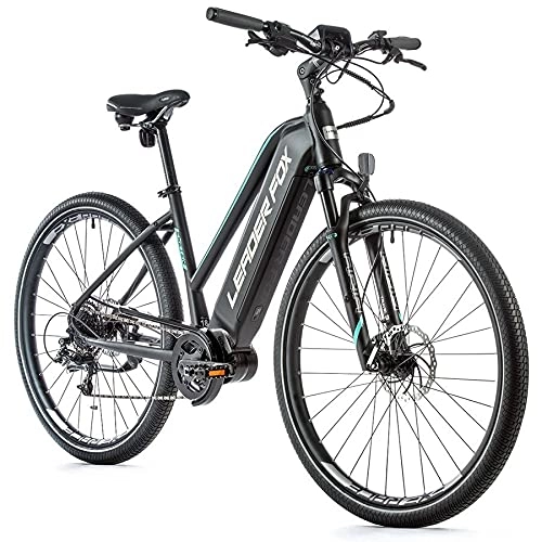 Bici elettriches : Leader Fox Exeter - Bicicletta elettrica da donna, 28 pollici, 9 marce, pedelec nero, turchese, RH51
