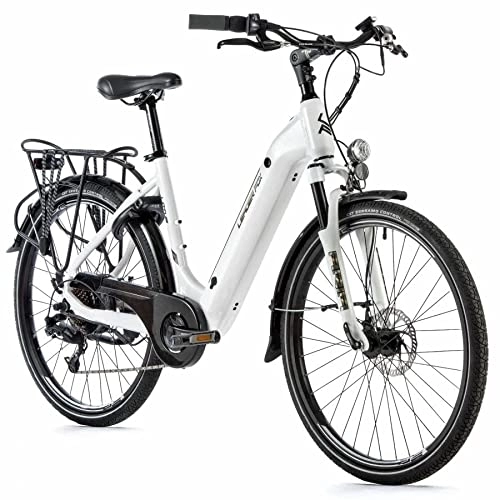 Bici elettriches : Leaderfox Bicicletta elettrica Leader Fox Lotus da 26 pollici, in alluminio, 7 marce, Pedelec 36 V, 504 Wh, bianco, Rh 50 cm
