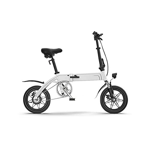 Bici elettriches : Liangsujian Pieghevole Bici elettrica Ultra-Light Portable Uomo e Donne E Bike 14 Pollici Pieghevole Bike 250W 36V Bici elettrica per Adulti elettrici (Color : White)