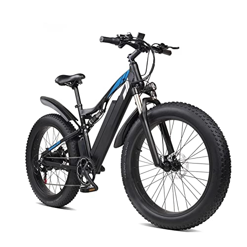 Bici elettriches : LIU Bici elettrica per Adulti 1000W 26" Fat Tire, 48V Removibile agli ioni di Litio -Biciclette elettriche a Batteria 7 velocità costruite per Il Trail Riding (Colore : Nero)