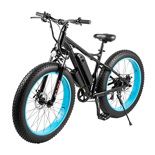 Bici elettriches : LIU Bicicletta elettrica da 26 Pollici in Lega di Alluminio Fat Tire per Bici da Neve elettrica 48V 500W 12Ah Ebike 26 * 4.0 Tire (Colore : Blue 500W)