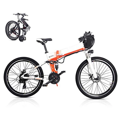 Bici elettriches : LJYY Mountain Bike elettrica Pieghevole da 26 Pollici per Adulti, E-Bike 3 modalità di Lavoro, 48 V 21 velocità Ebike Batteria al Litio Rimovibile Bicicletta elettrica assistita da Viaggio Pneuma