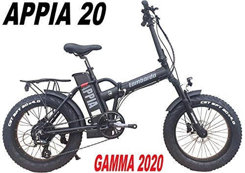 Bici elettriches : LOMBARDO BICI APPIA Ruota 20 Fat Bike Motore 250w 80Nm Batteria 624Wh 48v 13ah Gamma 2020 (Black White Matt)