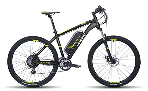 Bici elettriches : Lombardo Bici Elettrica E-Valderice 27.5" Black / GreenMat Misura 18
