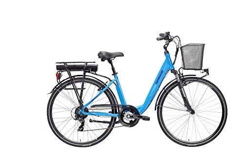 Bici elettriches : Lombardo Bicicletta Elettrica 28" E-Bike Torino Sport 7V Skyblue / Blue Glossy Mis. 44