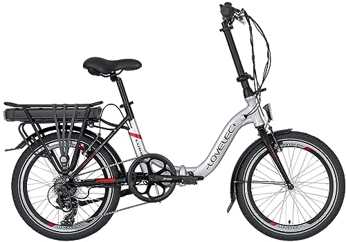 Bici elettriches : Lovelec Lugo - Bicicletta elettrica pieghevole a batteria da 10 Ah, per esterni, pieghevole, pieghevole, colore argento