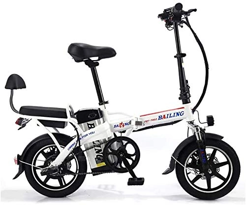 Bici elettriches : LPKK Pieghevole Bici elettrica, con Display LCD Rimovibile Batteria al Litio da 14 Pollici Mountain Bike 0814 (Color : White)