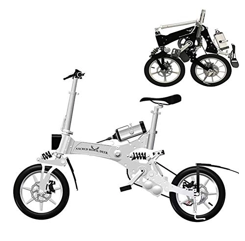 Bici elettriches : LYGID Ebike Bici elettrica Bicicletta Pieghevole Mountain Bike 14 'Full Suspension 36V5AH Pedali Assist con Freno Disco Fino 25 km / h Carico massimo120 kg, B