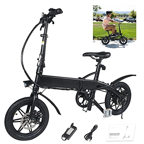Bici elettriches : Magic Vida Bicicletta Elettrica Pieghevole Nero 14" - Motore 250W - Distanza 30KM - Velocità Max 25KM / H - Batteria 7.5Ah 36V - 15.5KG - Schermo LCD - LED - MTB per Bambini Adulti