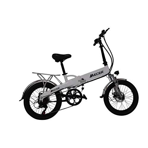 Bici elettriches : Mecer - Bicicletta pieghevole 20" con assistenza elettrica MEB-PL-20-BK – Autonomia 55 km – 7 velocità Shimano – Unisex – Bianco