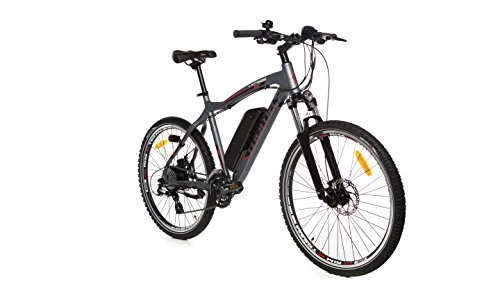 Bici elettriches : Moma Bikes 26", Sospensione Singola, Bicicletta E-MTB Alu 7V 36V350W Lithium Grigio
