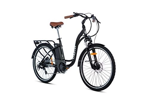 Bici elettriches : Moma Bikes Bicicletta Elettrica di Passeggio, Alluminio, SHIMANO 7v, Freni a disco idraulico, Batteria Litio 36V 16Ah