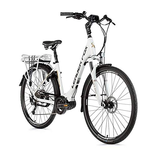 Bici elettriches : Motodak - Bicicletta elettrica VAE City Leader Fox 71, 1 cm Saga 2019-2020, da donna, motore centrale Bafang 36 V in alluminio, 8 V, Shimano Alivio, colore: Bianco