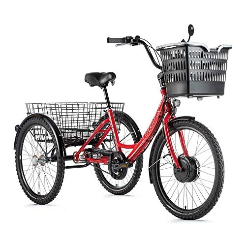 Bici elettriches : Motodak - Triciclo elettrico VAE City Leader Fox 24" Lovelo, unisex, motore anteriore Bafang 36 V, 250 W, 45 nm, in alluminio, rosso e bianco, 3 V, Shimano Nexus
