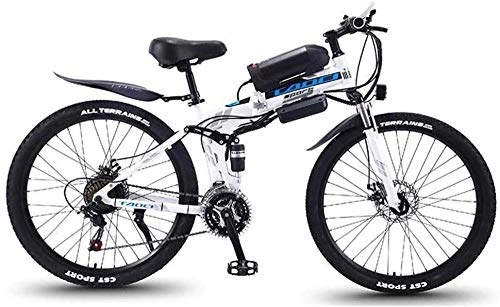Bici elettriches : Mountain Bike elettrica Pieghevole 350W Snowbikes Batteria Rimovibile agli ioni di Litio 36V 8AH per Sospensione Completa Premium per Adulti Bicicletta elettrica da 26 Pollici-White_27 Speed