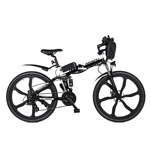 Bici elettriches : Myatu Mountain bike pieghevole da 26", per uomo e donna, con batteria agli ioni di litio da 36 V, 10, 4 Ah, Shimano a 21 marce, 250 W (nero)