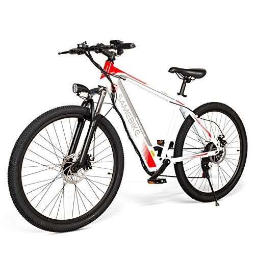 Bici elettriches : N&F Bici elettriche Samebike per Adulti, Mountain Bike elettriche per Tutti i Terreni in Acciaio ad Alto tenore di Carbonio, Batteria agli ioni di Litio da 26"36V 250W 8Ah Rimovibile (Bianca)