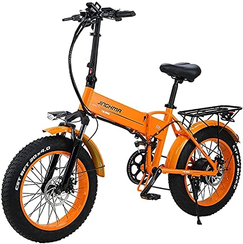 Bici elettriches : N&I Beach And Snow Folding Electric Bicycle 20-inch Big Fat Tire 48V500W 12.8AH Lithium Battery Adult Male off-Road Mountain Bike Lithium Battery Beach Cruiser for Adults
