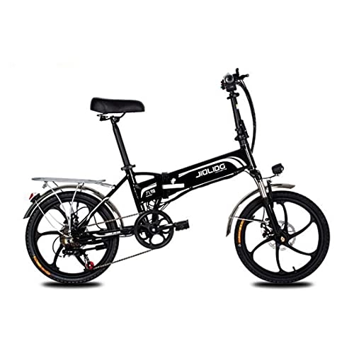 Bici elettriches : N&I Bike Adult Mountain Electric Bike 48V Lithium Battery 7 Speed Aerospace Grade Aluminum Alloy Foldable Electric Bicycle 20 inch Wheels Black 45Km Black 45KM
