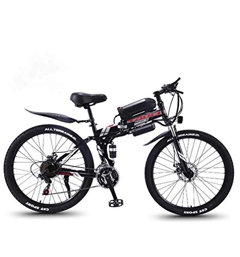 Bici elettriches : N&I Bike Folding Electric Mountain Bike 350W Snow Bikes Removable 36V 8Ah Lithium-Ion Battery for Adult Premium Full Suspension 26 inch Electric Bicycle Black 27 Speed White 27 Speed