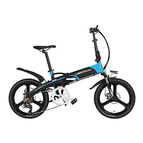 Bici elettriches : N&I Electric Bike 20 Inches Folding Pedal Assist Electric Bike 48V 10Ah Lithium Battery Aluminum Alloy Frame Integrated Wheel 5 Grade Assist Black White
